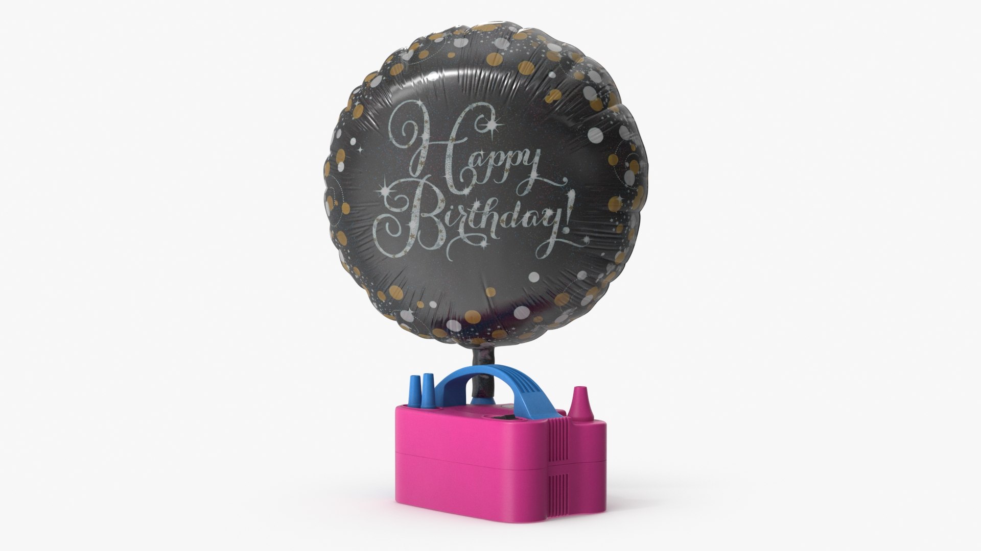 Inflatable Birthday Balloon with Blower Pump 3D model preview