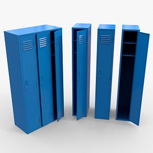 3D PBR School Gym Locker 03 - Blue Light model