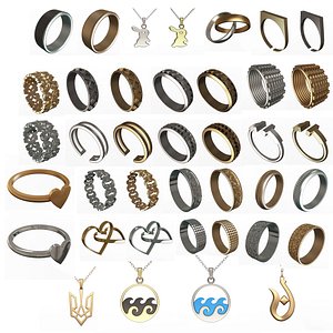 Jewellery Rings and Necklace Collection 3D