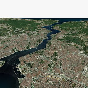 3D Bosphorus Strait Istanbul Turkey