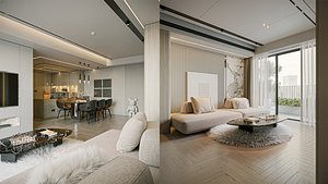 Apartment 02 - Living kitchen dining office - Maiholuxury - MAX FBX OBJ SKP DAE Simlab