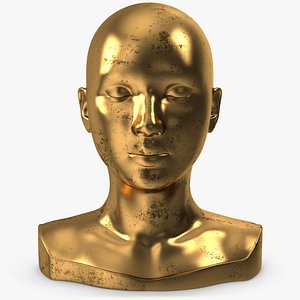 Woman Mannequin Head Statue Eyes Closed Golden Old