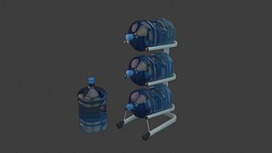 Water Bottles with Rack 3D model