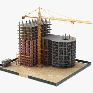 Detailed Construction Site With Crane