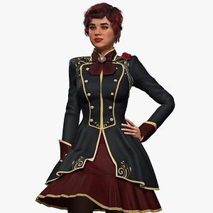 Victorian Style Dress  Realistic Female 3D Character in Elegant Dress Rigged