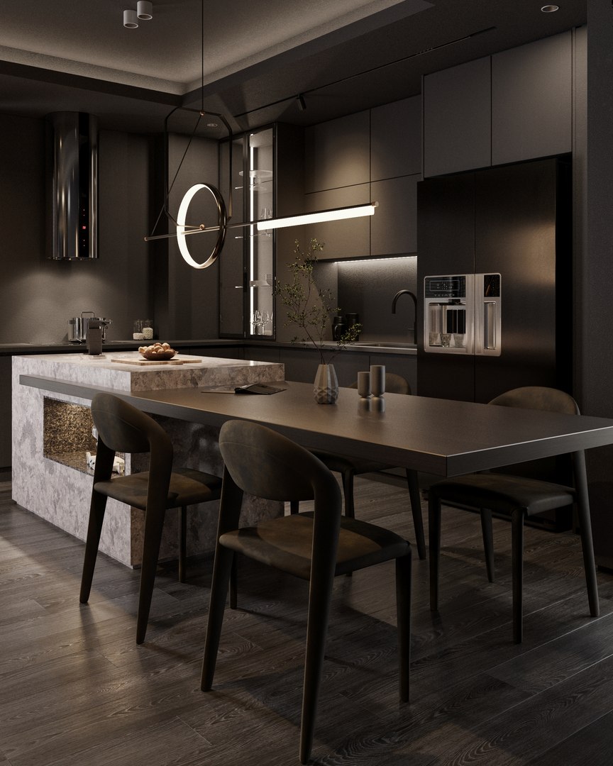 3D 3dsmax V-ray Interior Kitchen Livingroom Bedroom Workroom Scene ...