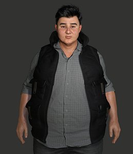 3D AAA 3D REALISTIC HUMAN CHARACTER - EUROPEAN FAT MAN NPC model