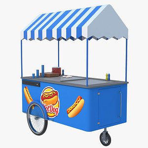 Hot Dog Cart - Blue 3D model