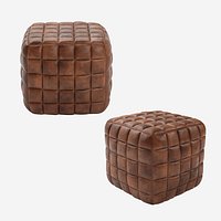 Casa Padrino Genuine Leather Stool Brown