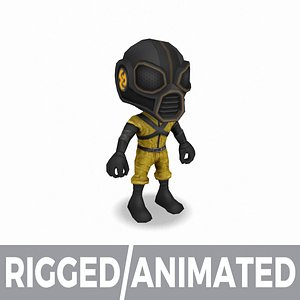 Gas Mask Hero Champ 8 - MOBA MMORPG Character - Rigged and Animated
