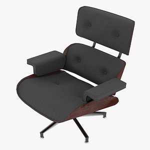 Eames Lounge Classic Chair Charcoal Fabric Mahogany Details