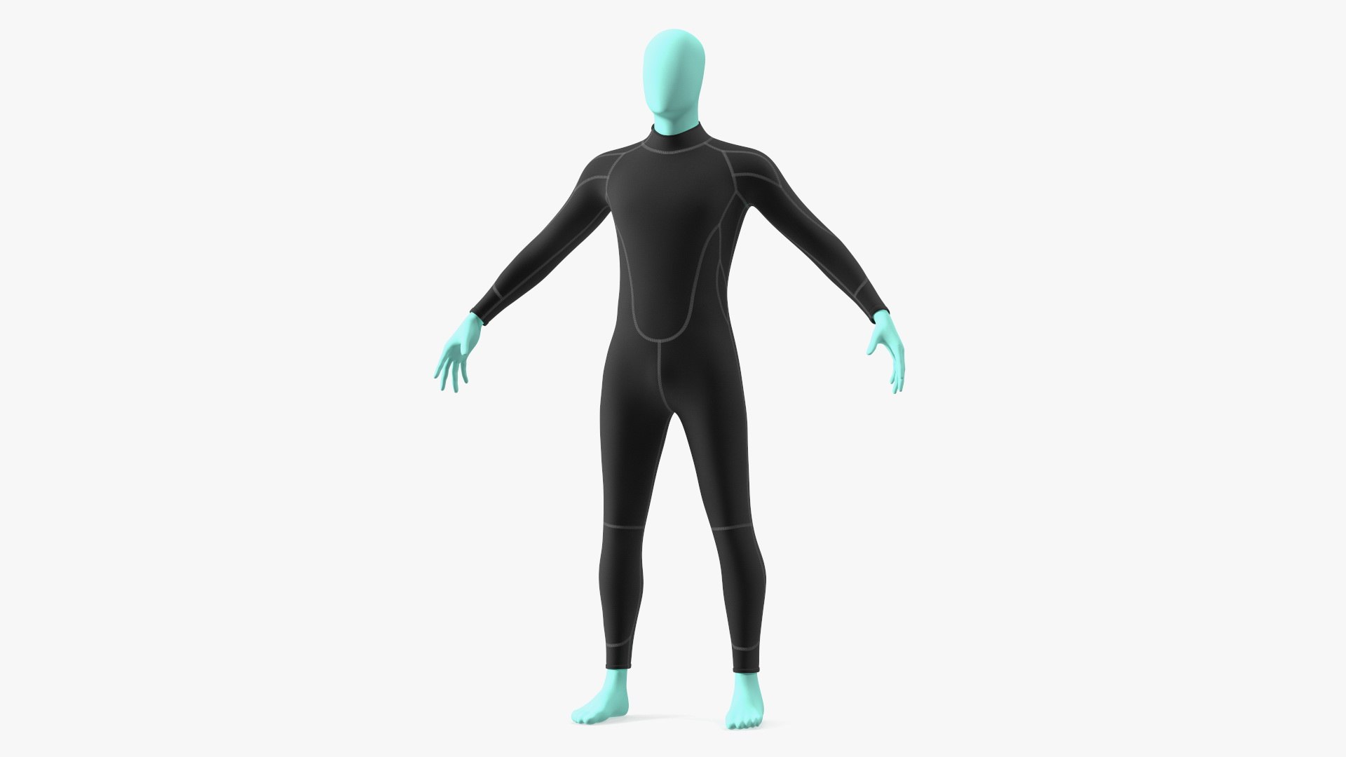 Man Wetsuit Black Full Version 3D model preview