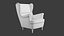 3D IKEA Strandmon Grey Armchair and Pouf model