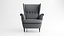 3D IKEA Strandmon Grey Armchair and Pouf model