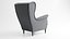 3D IKEA Strandmon Grey Armchair and Pouf model