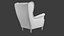 3D IKEA Strandmon Grey Armchair and Pouf model