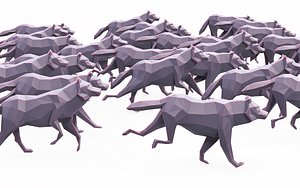 Wolf Run Poses Low Poly