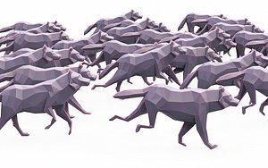 Wolf Run Poses Low Poly