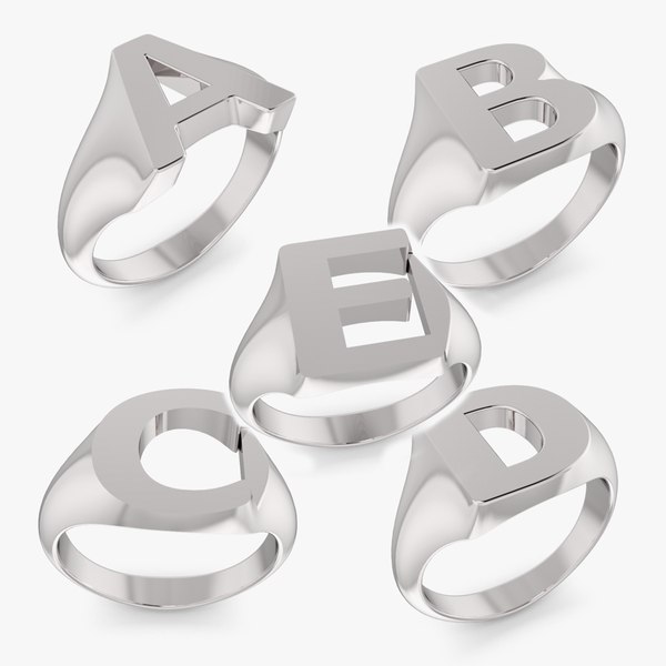 modelo 3d Alphabet Signet Ring A - E - TurboSquid 2088823