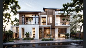 3D model Modern style villa high-end fashion self-built home stay hotel building holiday villa