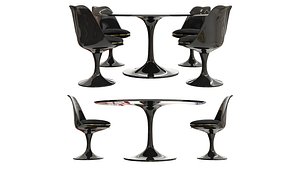 Saarinen-tulip-table-chairs 3D