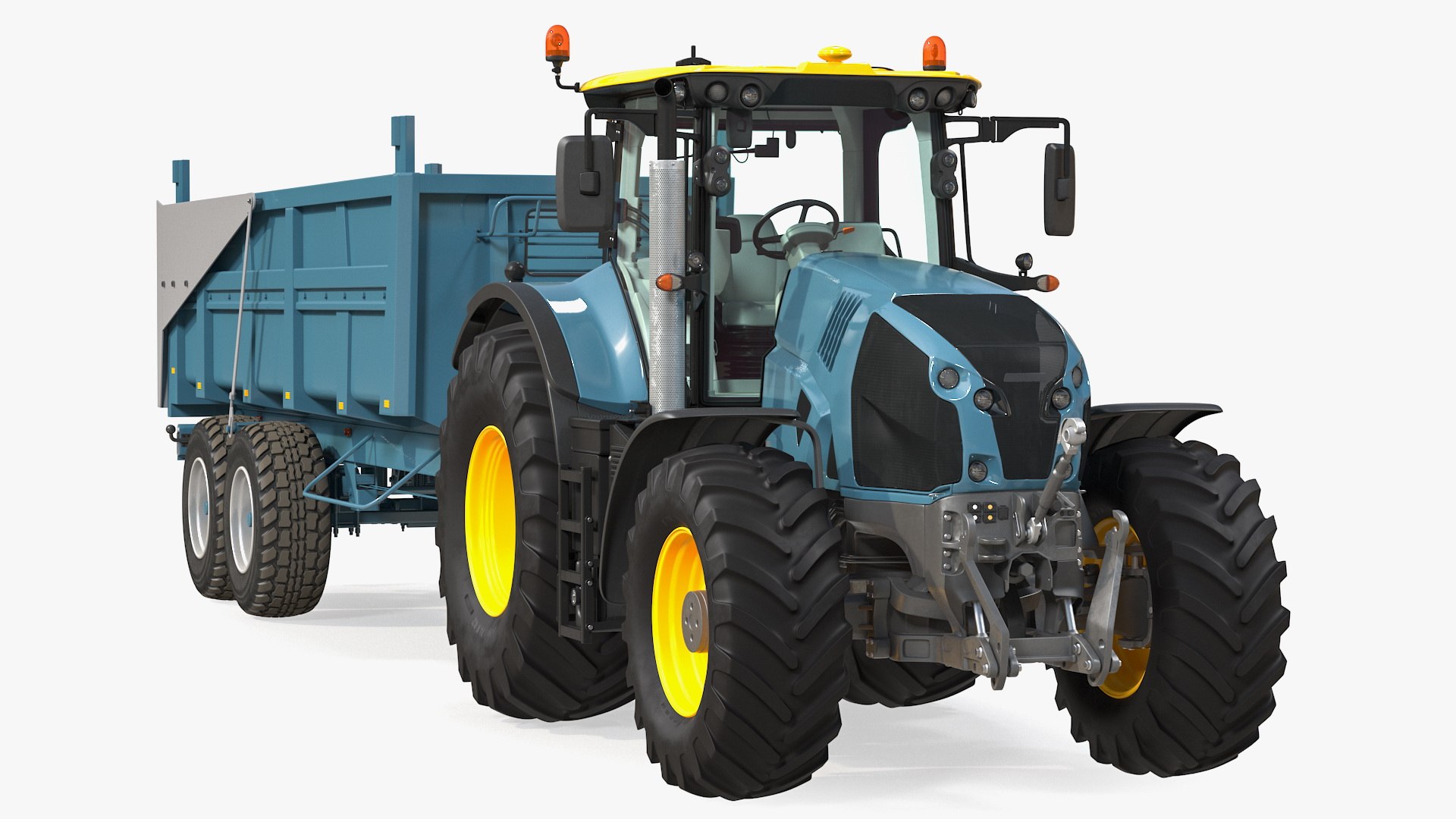 Tractor with Body Tipper Trailer Clean 3D model preview