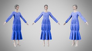 3D Dress 25 Very Light Blue With Design