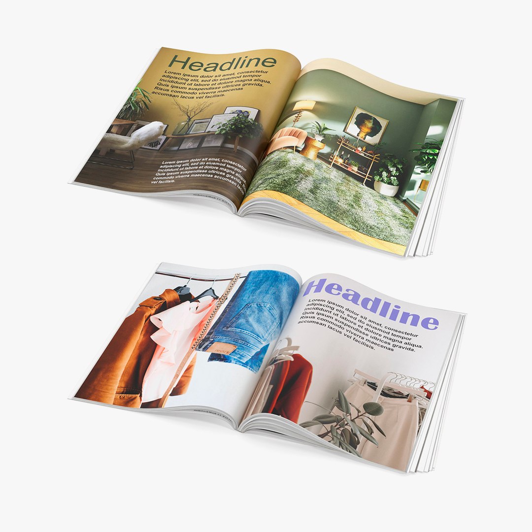 Mockup Open Magazines Collection 3D model preview