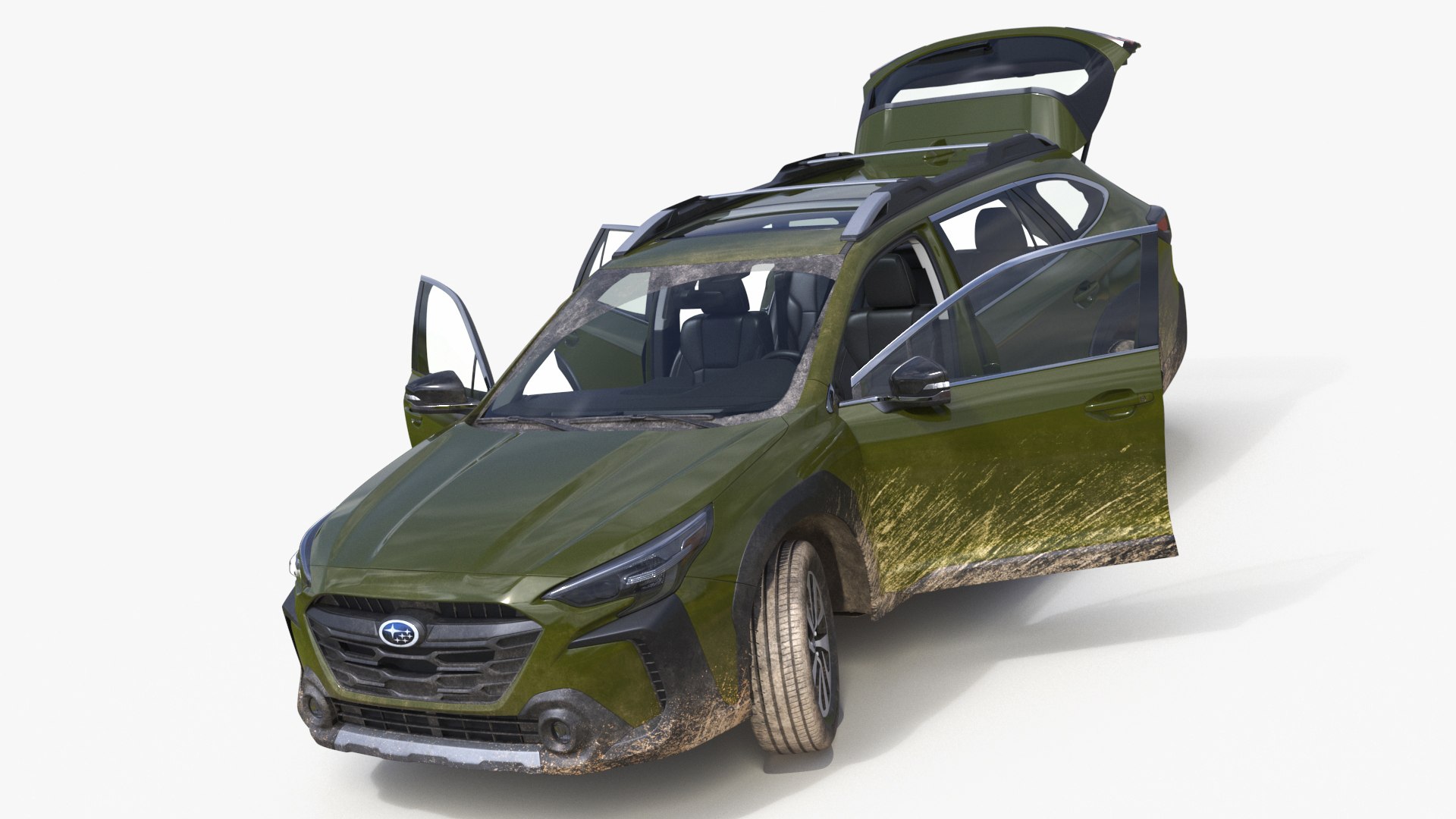 Subaru Outback 2025 Green Dirty Rigged 3D model preview