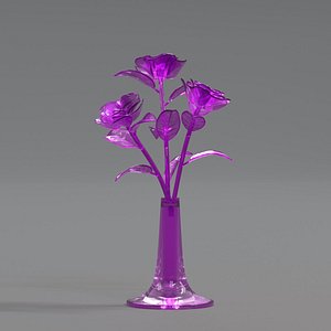 Glass Flower Showpiece Pink 3D