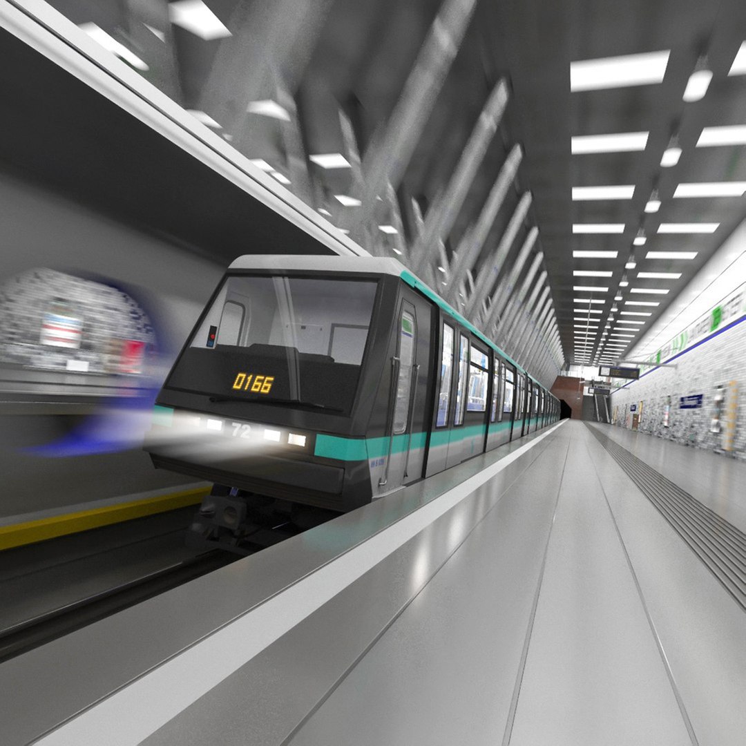 Modern Subway Train in Wilhelminaplein Subway Metro Station