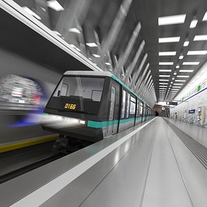 Modern Subway Train in Wilhelminaplein Subway Metro Station