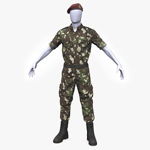 Green Camouflage Uniform Somali Soldier 3D model