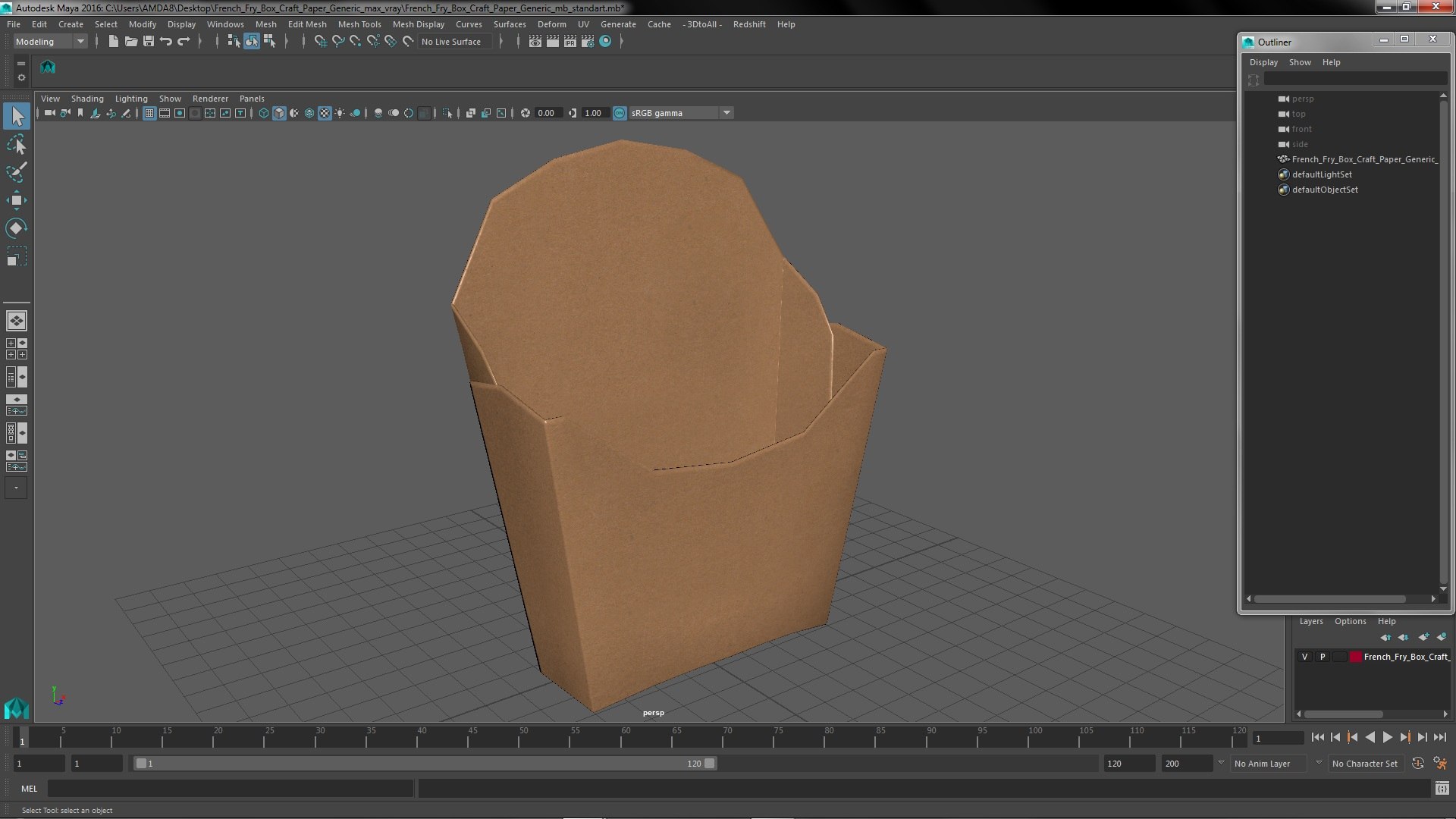 French Fry Box Craft Paper Generic model - TurboSquid 1858095