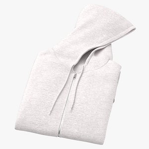 Zipper Hooded Sweatshirt Folded Female Pocket Basic Poses Blank White and Branded Heather