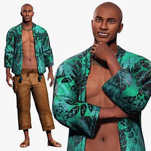 Marcus- Summer Getaway Male Avatar in Tropical Outfit Low-poly 3D model