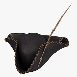 3D pirate hat 02 worn model