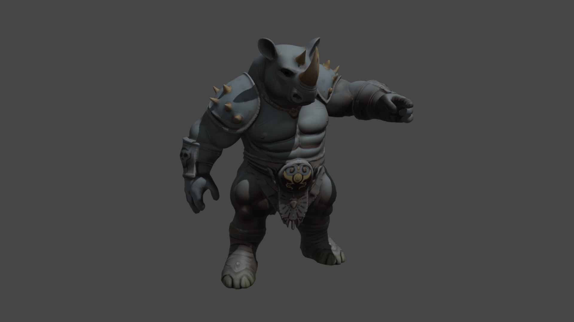 3D Model Rhino Humanoid Blender Character Rig - TurboSquid 2336432