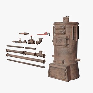 Rusty Boiler  with Modular Pipes
