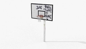 Street Basketball Hoop with Graffiti 3D model