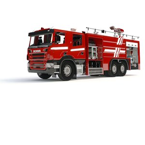 Rosenbauer Fire Engine - High-Detail 3D Model with Pump Systems and Pipes for Game  Animation  and S