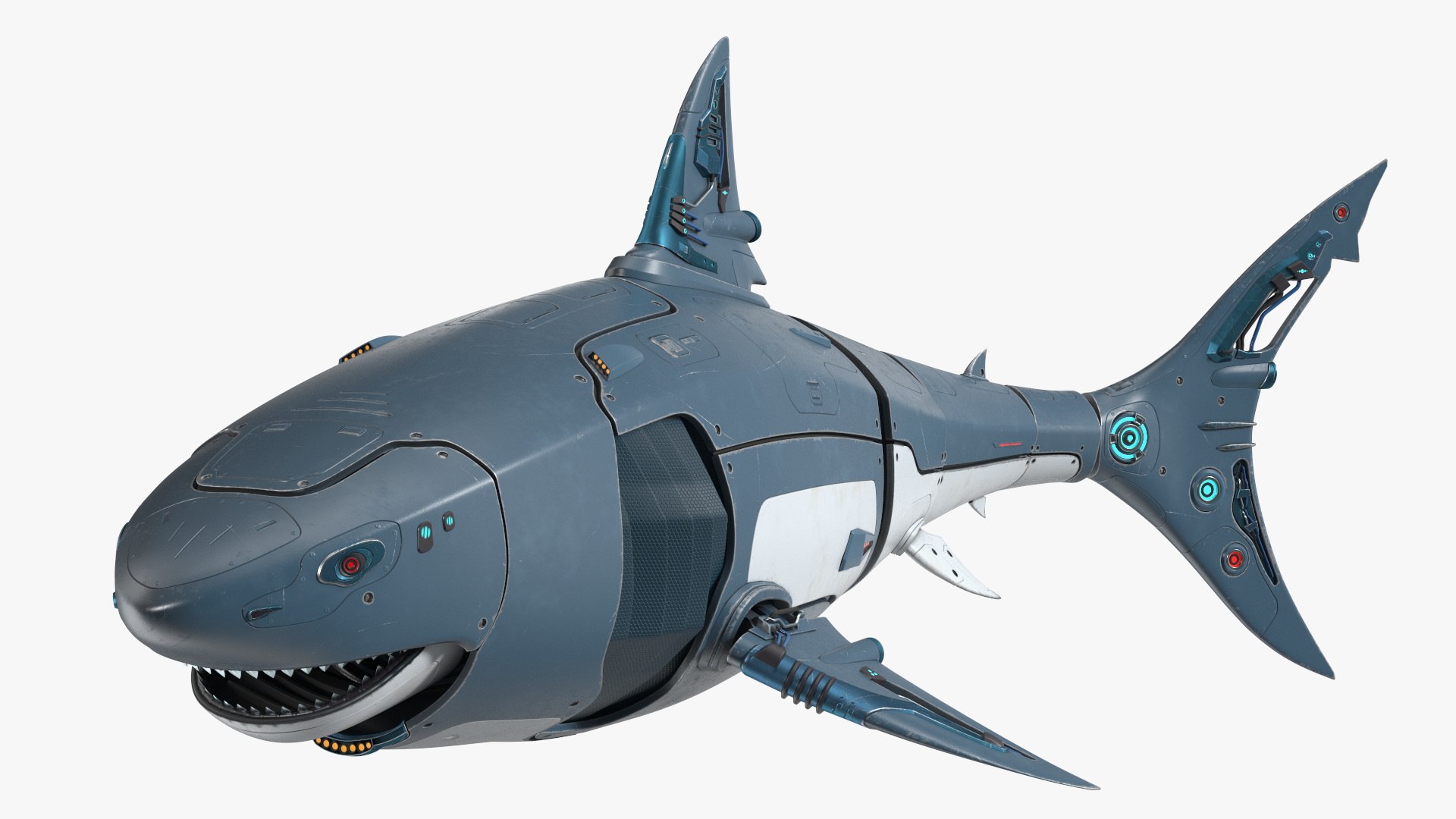 Shark Robot Rigged 3D model preview