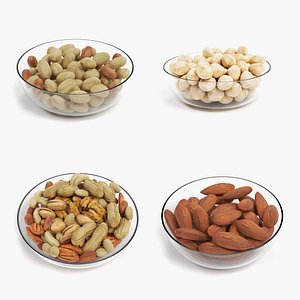 3D Nuts in Bowls Set