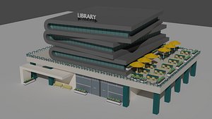 Book Shaped Low Poly Library 3D model