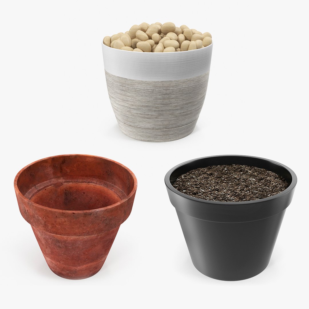 Flower Pots Collection 3D model preview