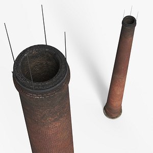 3D Old Industrial Brick Chimney