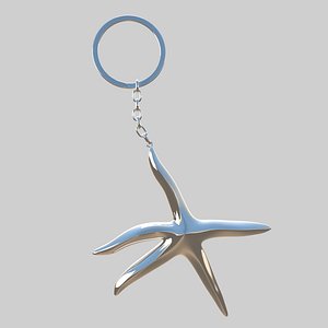 Starfish keychain Silver 3D