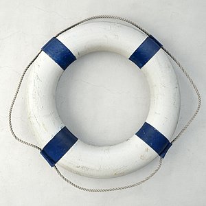 Vintage Nautical Navy Blue and White Life Preserver