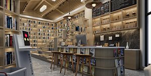 Bookstore Cafe Shop Interior-A8