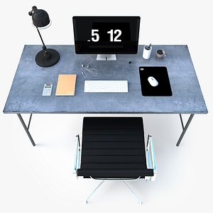 3d 3ds photorealistic industrial office desk